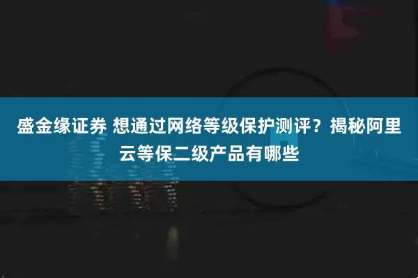 盛金缘证券 想通过网络等级保护测评？揭秘阿里云等保二级产品有哪些