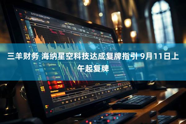 三羊财务 海纳星空科技达成复牌指引 9月11日上午起复牌